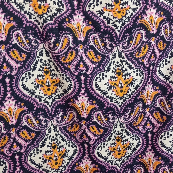 J. Crew Bright Paisley The Pencil Skirt Sz 4 Pink Yellow Black Cotton - Picture 2 of 9